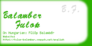balamber fulop business card