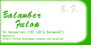 balamber fulop business card